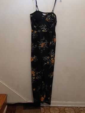 Band of Gypsies Black Jumpsuit with Yellow Floral Print